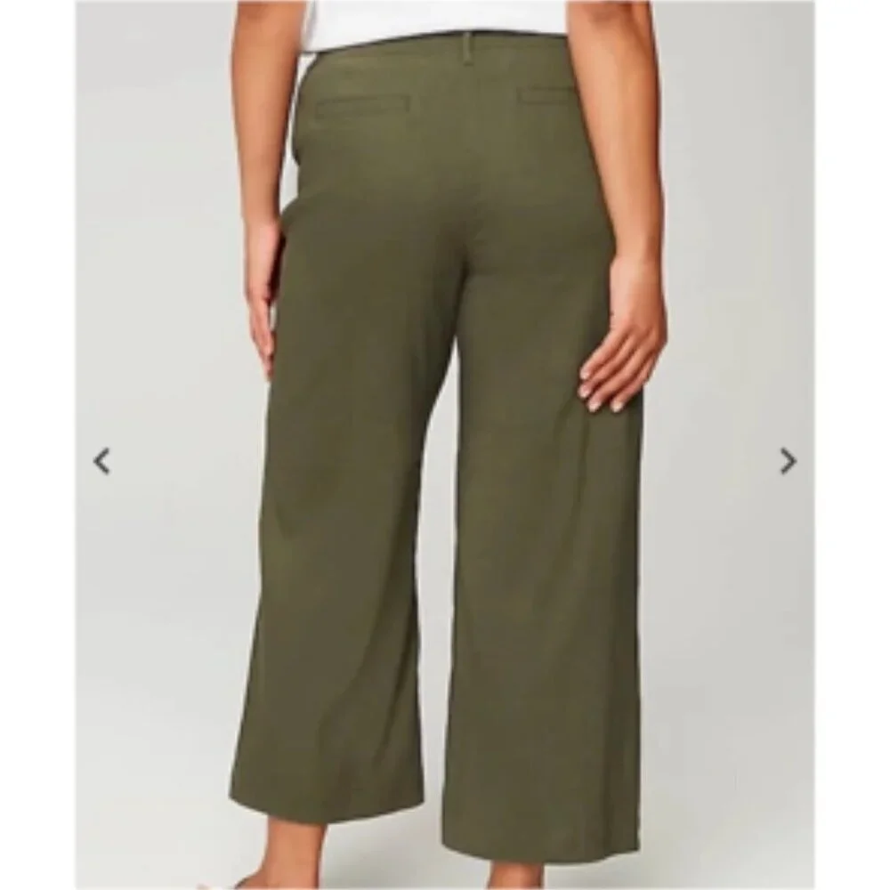 J. Jill Linen-Stretch Wide-Leg Crop in Spanish Moss Size Medium - Picture 2 of 9